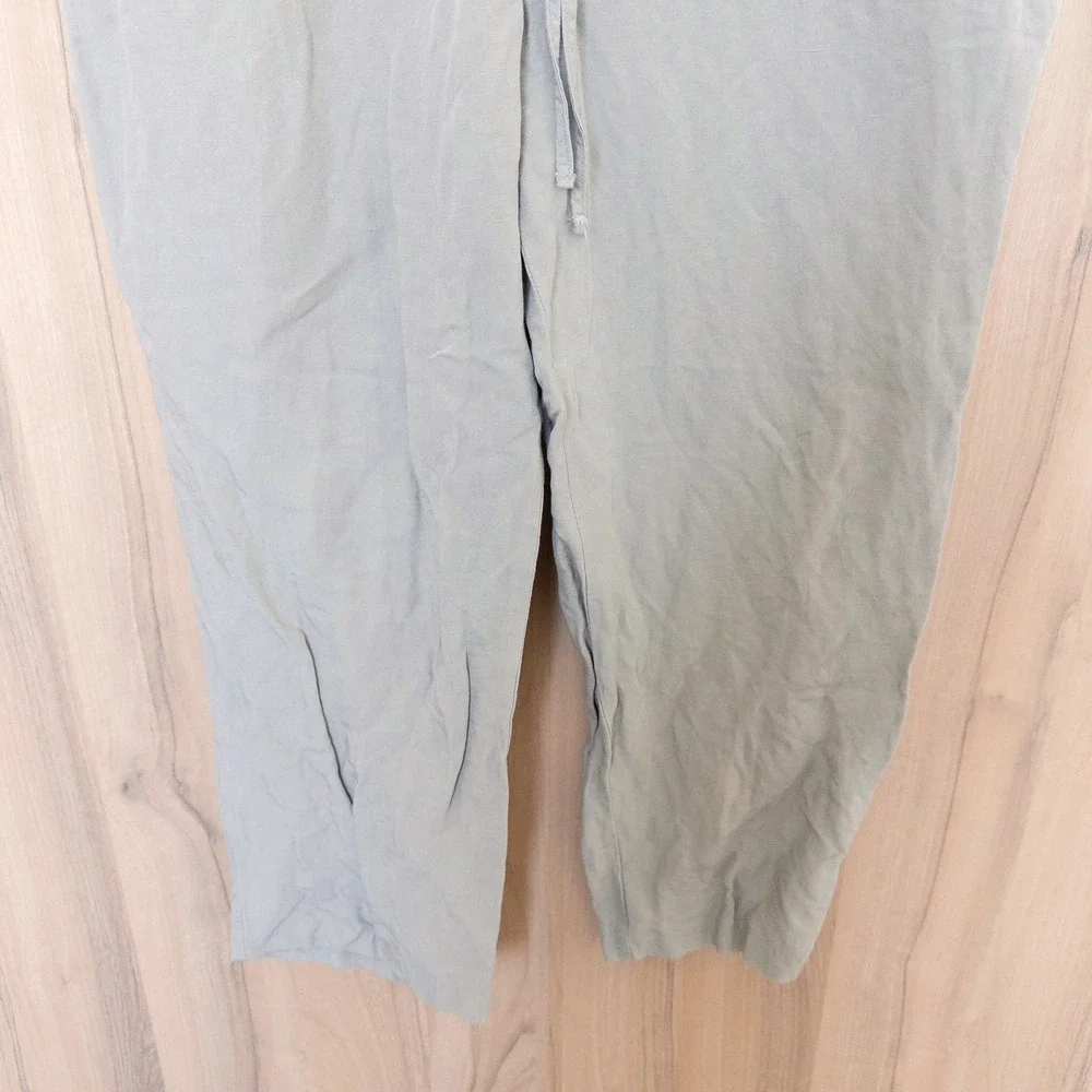 Womens Linen Pants Large Beige Drawstring Casual Coastal Minimalist‎ Beach Boho